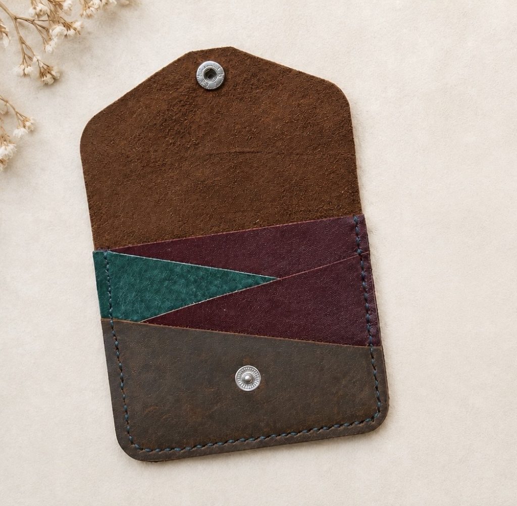 Colorful Snap Card Holder 2-Hour Leather Workshop in Hoi An Multicolor handmade leather card holder made at a leather workshop in Hoi An